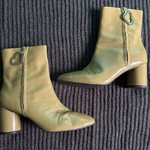 Green Patent Boots